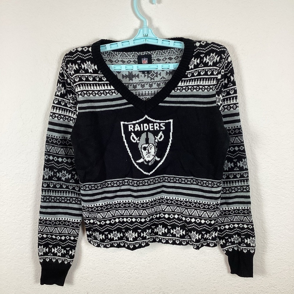 Oakland Raiders NFL Womens Sweater Sz M Long Sleeve Pullover Soft Comfort